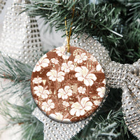 Brown Bula Fiji Masi Hibiscus Seamless Ceramic Ornament