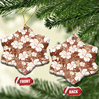 Brown Bula Fiji Masi Hibiscus Seamless Ceramic Ornament