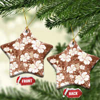 Brown Bula Fiji Masi Hibiscus Seamless Ceramic Ornament