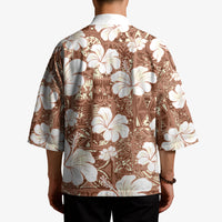 Brown Bula Fiji Masi Hibiscus Seamless Kimono