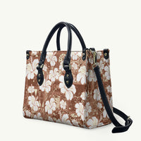 Brown Bula Fiji Masi Hibiscus Seamless Leather Bag