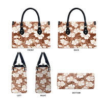Brown Bula Fiji Masi Hibiscus Seamless Leather Bag