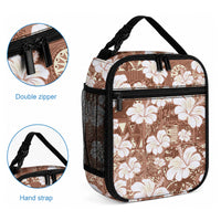 Brown Bula Fiji Masi Hibiscus Seamless Lunch Bag