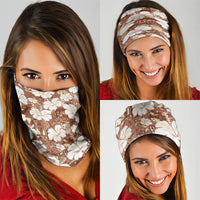 Brown Bula Fiji Masi Hibiscus Seamless Neck Gaiter