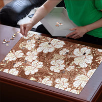 Brown Bula Fiji Masi Hibiscus Seamless Puzzle