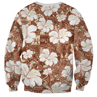 Brown Bula Fiji Masi Hibiscus Seamless Sweatshirt