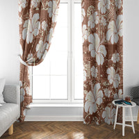 Brown Bula Fiji Masi Hibiscus Seamless Window Curtain