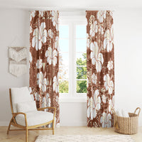 Brown Bula Fiji Masi Hibiscus Seamless Window Curtain