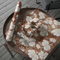Brown Bula Fiji Masi Hibiscus Seamless Wrapping Paper