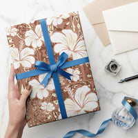 Brown Bula Fiji Masi Hibiscus Seamless Wrapping Paper