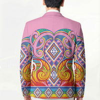 Rainbow Ngaru Taniko With Aotearoa Maori Tattoo Blazer