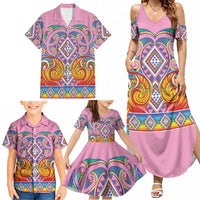 Rainbow Ngaru Taniko With Aotearoa Maori Tattoo Family Matching Summer Maxi Dress and Hawaiian Shirt