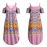 Rainbow Ngaru Taniko With Aotearoa Maori Tattoo Family Matching Summer Maxi Dress and Hawaiian Shirt