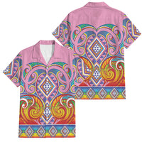 Rainbow Ngaru Taniko With Aotearoa Maori Tattoo Family Matching Summer Maxi Dress and Hawaiian Shirt