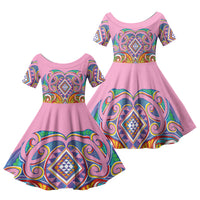 Rainbow Ngaru Taniko With Aotearoa Maori Tattoo Family Matching Tank Maxi Dress and Hawaiian Shirt