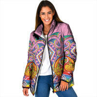 Rainbow Ngaru Taniko With Aotearoa Maori Tattoo Padded Jacket