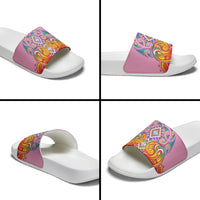 Rainbow Ngaru Taniko With Aotearoa Maori Tattoo Slide Sandals