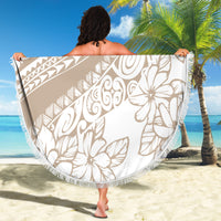 Polynesia Beach Blanket Polynesian Tropical Flowers Beige Pastel Vibes LT14 - Wonder Print Shop
