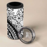 Polynesia 4 in 1 Can Cooler Tumbler Polynesian Tropical Flowers Black Pastel Vibes