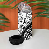Polynesia 4 in 1 Can Cooler Tumbler Polynesian Tropical Flowers Black Pastel Vibes