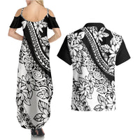 Polynesia Couples Matching Summer Maxi Dress and Hawaiian Shirt Polynesian Tropical Flowers Black Pastel Vibes LT14 - Polynesian Pride