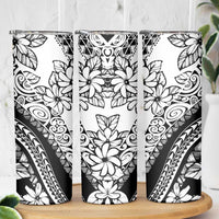Polynesia Skinny Tumbler Polynesian Tropical Flowers Black Pastel Vibes