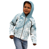 Polynesia Kid Hoodie Polynesian Tropical Flowers Blue Pastel Vibes LT14 - Polynesian Pride