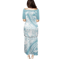 Polynesia Puletasi Polynesian Tropical Flowers Blue Pastel Vibes LT14 - Polynesian Pride