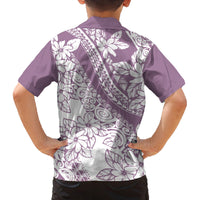 Polynesia Family Matching Off Shoulder Short Dress and Hawaiian Shirt Polynesian Tropical Flowers Purple Pastel Vibes LT14 - Polynesian Pride