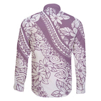 Polynesia Family Matching Off Shoulder Short Dress and Hawaiian Shirt Polynesian Tropical Flowers Purple Pastel Vibes LT14 - Polynesian Pride