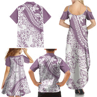 Polynesia Family Matching Summer Maxi Dress and Hawaiian Shirt Polynesian Tropical Flowers Purple Pastel Vibes LT14 - Polynesian Pride