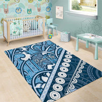 Blue Bula Fiji Area Rug Fijian Language Week Tapa Cloth - Pastel