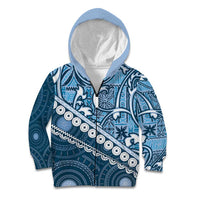 Blue Bula Fiji Kid Hoodie Fijian Language Week Tapa Cloth - Pastel