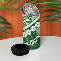 Green Bula Fiji 4 in 1 Can Cooler Tumbler Fijian Language Week Tapa Cloth - Pastel