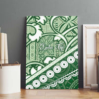 Green Bula Fiji Canvas Wall Art Fijian Language Week Tapa Cloth - Pastel