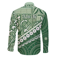 Green Bula Fiji Family Matching Puletasi and Hawaiian Shirt Fijian Language Week Tapa Cloth - Pastel LT14 - Polynesian Pride