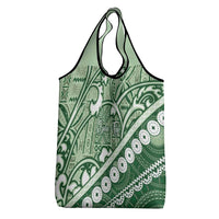 Green Bula Fiji Grocery Bag Fijian Language Week Tapa Cloth - Pastel
