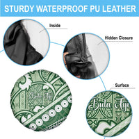 Green Bula Fiji Spare Tire Cover Fijian Language Week Tapa Cloth - Pastel