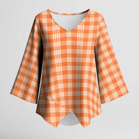Orange Japanese Palaka Pride Kimono Sleeve Blouse - Polynesian Pride