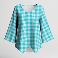 Turquoise Japanese Palaka Pride Kimono Sleeve Blouse - Polynesian Pride