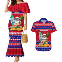 Custom Guam Christmas Couples Matching Mermaid Dress and Hawaiian Shirt Guaman Santas Felis Pasgua LT14 Blue - Polynesian Pride
