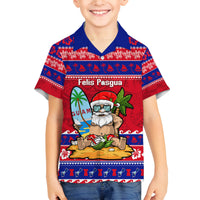 Custom Guam Christmas Family Matching Long Sleeve Bodycon Dress and Hawaiian Shirt Guaman Santas Felis Pasgua LT14 Son's Shirt Blue - Polynesian Pride