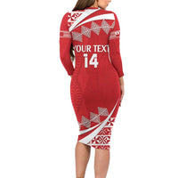 Custom Mate Maa Tonga Family Matching Long Sleeve Bodycon Dress and Hawaiian Shirt 2024 Go Champions LT14 - Polynesian Pride