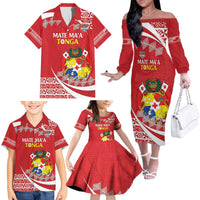 Custom Mate Maa Tonga Family Matching Off The Shoulder Long Sleeve Dress and Hawaiian Shirt 2024 Go Champions LT14 - Polynesian Pride