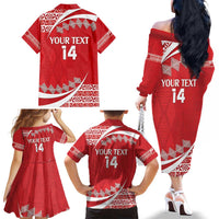 Custom Mate Maa Tonga Family Matching Off The Shoulder Long Sleeve Dress and Hawaiian Shirt 2024 Go Champions LT14 - Polynesian Pride