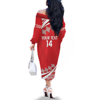 Custom Mate Maa Tonga Family Matching Off The Shoulder Long Sleeve Dress and Hawaiian Shirt 2024 Go Champions LT14 - Polynesian Pride
