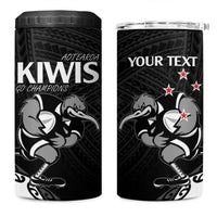 Custom Aotearoa Rugby 4 in 1 Can Cooler Tumbler Maori Kiwi - Mascot Style