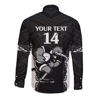 Aotearoa Rugby Custom Long Sleeve Button Shirt Maori Kiwi - Mascot Style