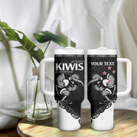 Custom Aotearoa Rugby Tumbler With Handle Maori Kiwi - Mascot Style