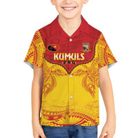 Papua New Guinea Rugby Custom Family Matching Short Sleeve Bodycon Dress and Hawaiian Shirt Go Kumuls PNG - Polynesian Pattern LT14 Son's Shirt Yellow - Polynesian Pride